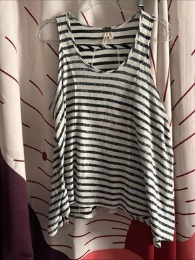 We The Free Black & White Striped Tank Top